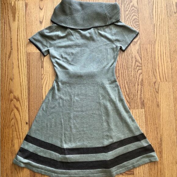 Eliza J. Taupe Brown Belted Cowl Collar Sweater Dress Fit & Flare Women’s Size S - Picture 11 of 12